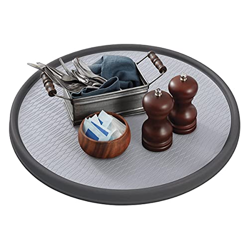 Non Skid Pantry Cabinet Lazy Susan Turntable (Charcoal/Light Gray / 18 Inch)