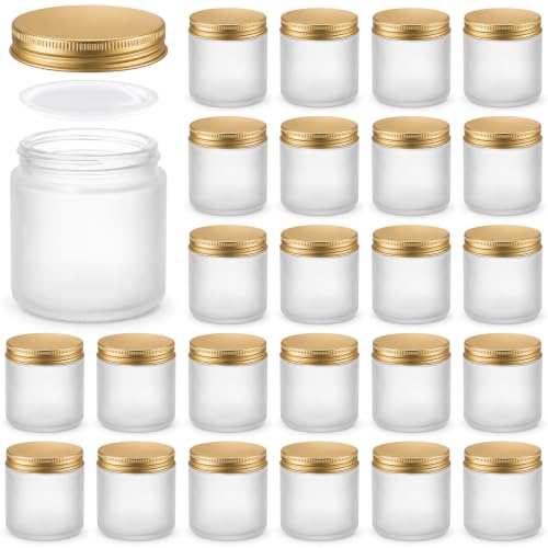 24 Pcs 4oz Glass Jars (Frosted,Gold / 4 oz)