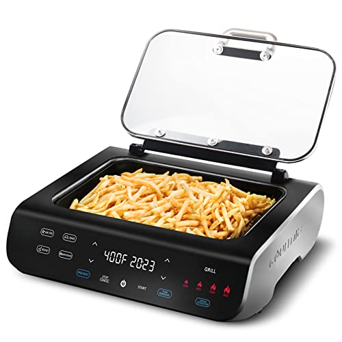 Smokeless Indoor Grill & Air Fryer raclette grill with Smoke Extracting Technology Extra (Air Fryer Grill 6 QT)