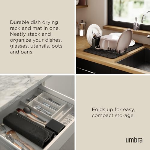 Udry Dish Drying Rack with Microfiber Mat (24" x 17" / Black)