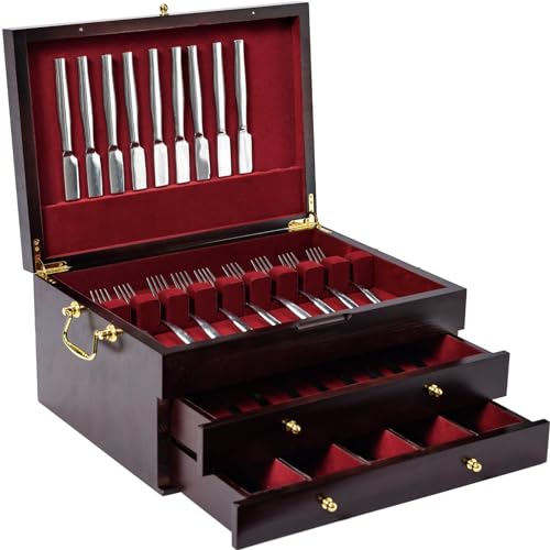 Wooden Silverware Chest without Silverware Three (Brown)