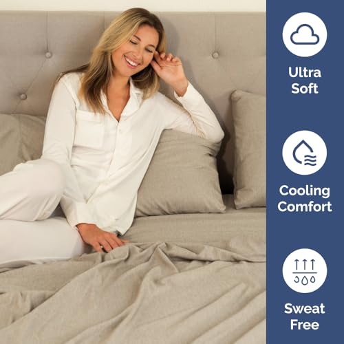 Flex Top Split Head King 4 Piece Sheet Set (38 - Heathered Beige / Split Head/Flex Top)