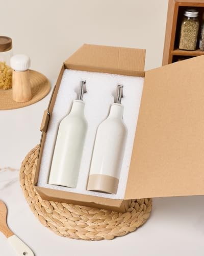 16oz Oil Dispenser Bottle (Matte Beige White and White / 2 Pieces (Milkyway))