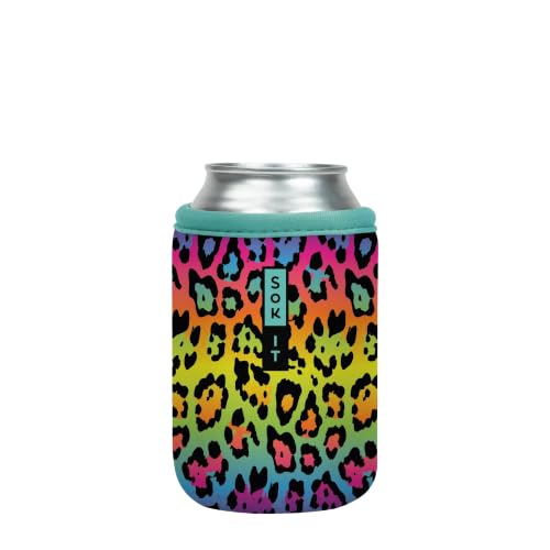 CanSok Sleeve for Beer & Soda Insulated Neoprene Cover (Rainbow Leopard / 12oz Can Sleeve)