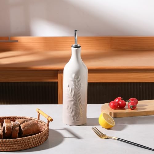 Sweejar Large Olive Oil Dispenser Bottle with Spout (Gradient Fog Gray / Patterned styles)