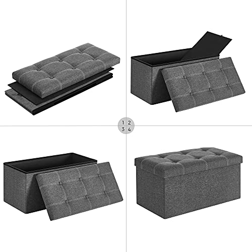 Ottoman Storage Bench (Dark Gray + White / 15"D x 30"W x 15"H (without Flipping Lid))