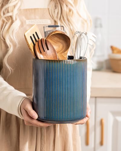 Large Utensil Holder for Kitchen Counter (Blue / 7.2" H)