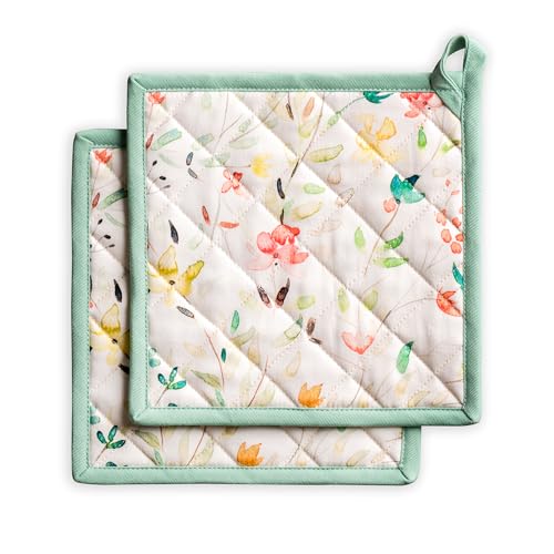 Pot Holders 100% Cotton Potholders (005 - Colmar / 8" x 8" (Pot Holder Pack of 2))