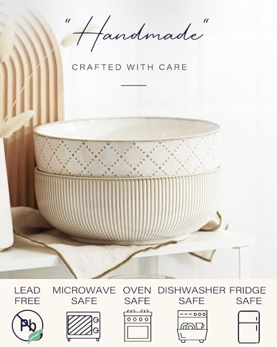 Large Serving Bowls (Embossed Stripes / 9.5")