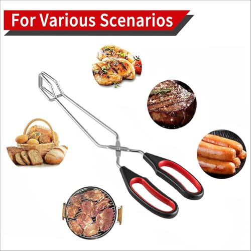 2 Pcs Stainless Steel Scissor Tongs (9.25-Inch and 11-Inch)