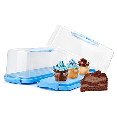 2 Pack Plastic Rectangular Bread Box with Clear Lid