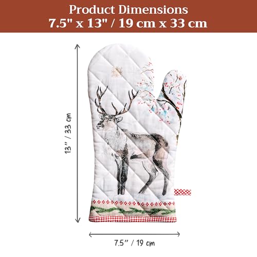 Maison d'Hermine Oven Gloves 100% Cotton Oven Mitt (116 - Rural Christmas / 7.5" x 13" (Oven Mitt))