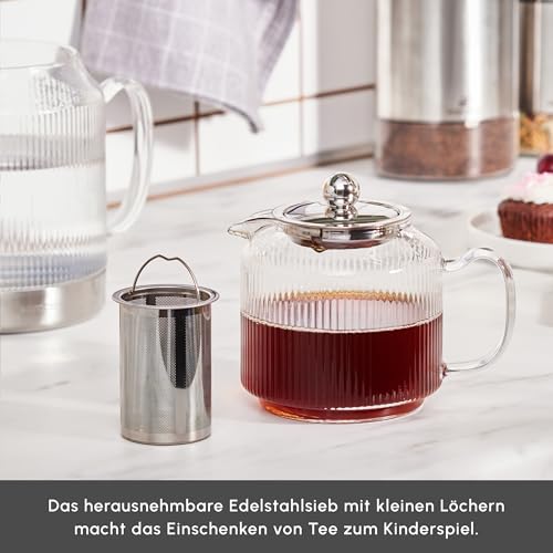 Kelly Midi Borosilicate Glass Teapot Set with Infuser (2 L / 1 L / Kelly Glass)