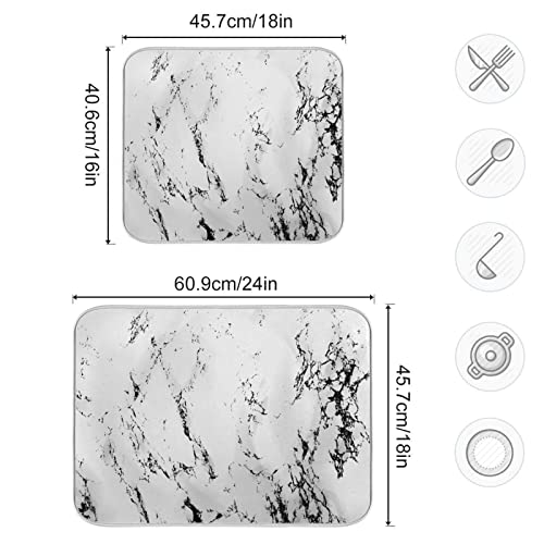 Super Absorbent Dish Drying Mat (White Marble / 18" x 24")