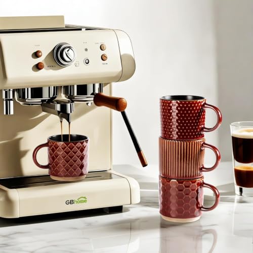 6 OZ Coffee Mugs with Saucer and Stand (Caramel / 6 Ounce (With Stand))