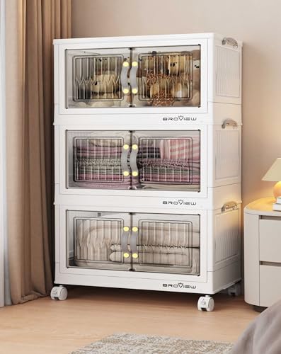 135Qt Stackable Storage Bins with Lid (White / 45QT-3Pack)