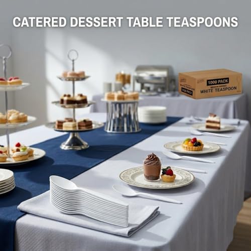 Plastic Spoons White Heavy Duty Disposable Teaspoons (1 Case Teaspoons (1000))