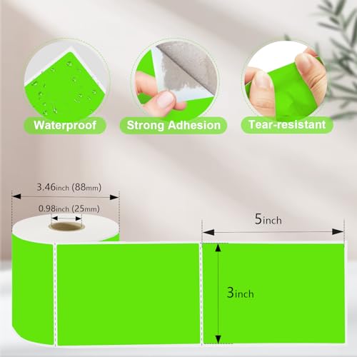 3 X 5 Inch Rectangle Sticker Moving Labels for Boxes (Light Green)