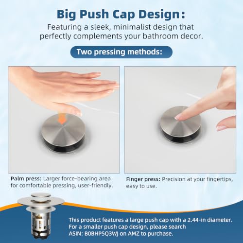 Upgraded 3 in 1 Bathroom Sink Drain Strainer (Brushed Nickel)