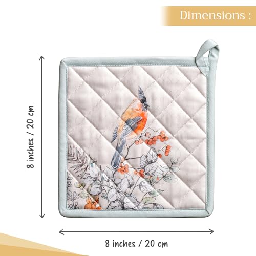 Pot Holders 100% Cotton Potholders (063 - Whitish Shabby Chique / 8" x 8" (Pot Holder Pack of 1))