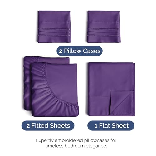 Split King Size 5 Piece Sheet Set (36 - Purple / Split King Size)
