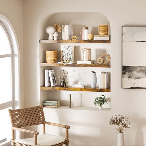 Bathroom Floating Shelves for Wall (Rustic Wood 01 / 36"-3pack)