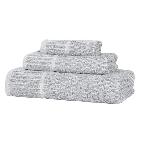Juno Viscose Cotton Blend Medium Weight Towels (3 Piece Towel Set / Denim Blue)