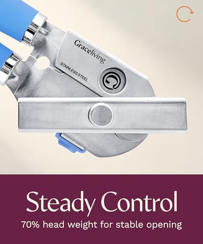 Heavy Duty Manual Can Opener with Magnetic Lid Lifter (Blue)