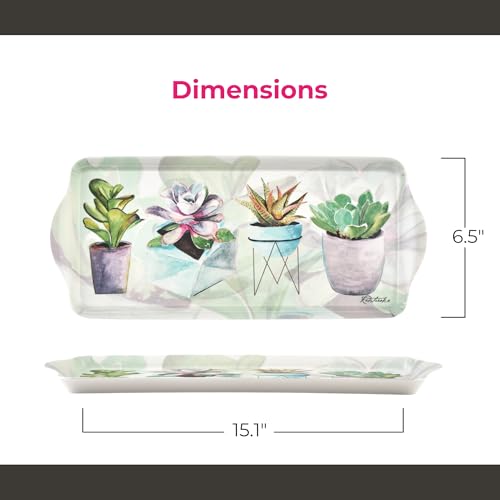 Succulent Sandwich Tray Decorative Rectangular Melamine (15.1" x 6.5" x 1" / Succulents)