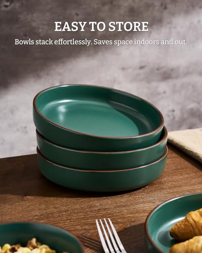Mercury Pasta Bowls Set of 4 (Dark Green / 4 pcs)