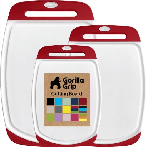 BPA Free Reversible Kitchen Cutting Board (Red/White / Large (Pack of 3))