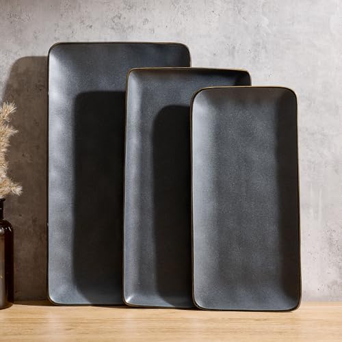 Serving Platters Set of 3 Sizes (Matte Dark Charcoal)