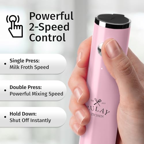 Rechargeable Milk Frother Handheld (Lux Pink Salt / Rechargeable Z1 Motor Max)