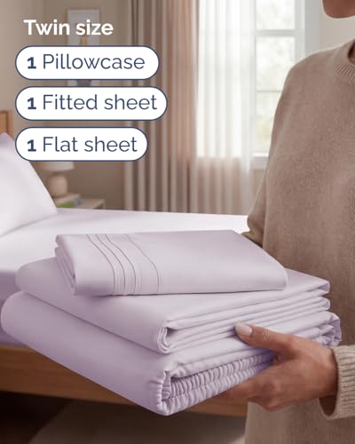 Twin Size 3 Piece Sheet Set (33 - Light Lavender / Twin)