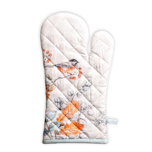 Maison d'Hermine Oven Gloves 100% Cotton Oven Mitt (063 - Whitish Shabby Chique / 7.5" x 13" (Oven Mitt))