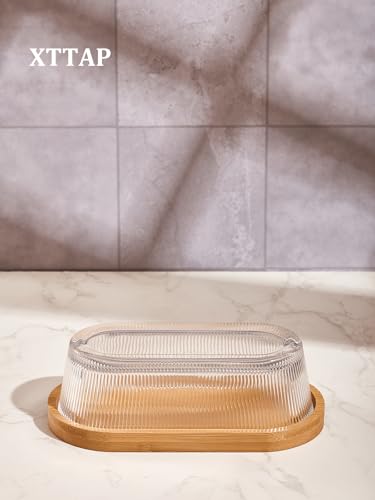 butter dish with lid (7.1"L x 3.6"W x 2.3"H - Bamboo)