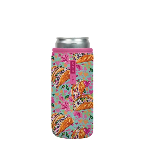 CanSok Sleeve for Beer & Soda Insulated Neoprene Cover (Taco 'Bout / 12oz Slim Can Sleeve)