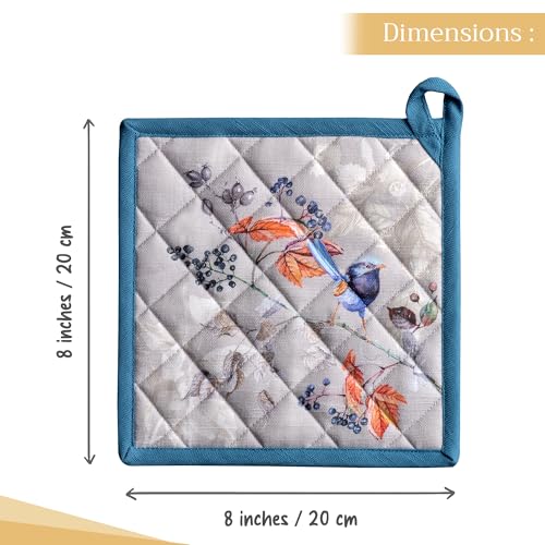 Pot Holders 100% Cotton Potholders (037 - Equinoxe - Grey / 8" x 8" (Pot Holder Pack of 2))