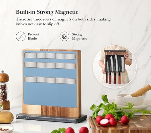 Double sided Magnetic Knife Holder without Knives (Acacia Wood Knife Holder)