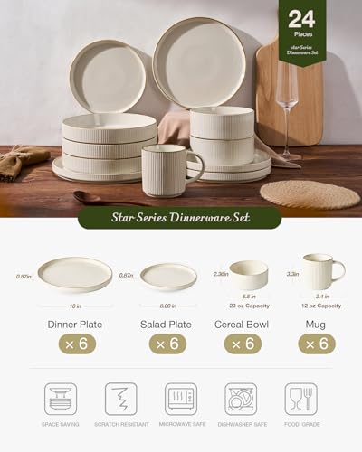 Stoneware Dinnerware Set with Mugs (White)