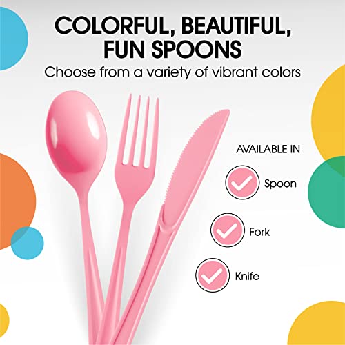 Party Solids Pink Plastic Spoons (Pink / Spoons)