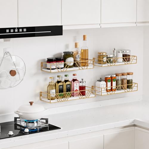 Floating Shelves for Wall Set of 4 (Gold)