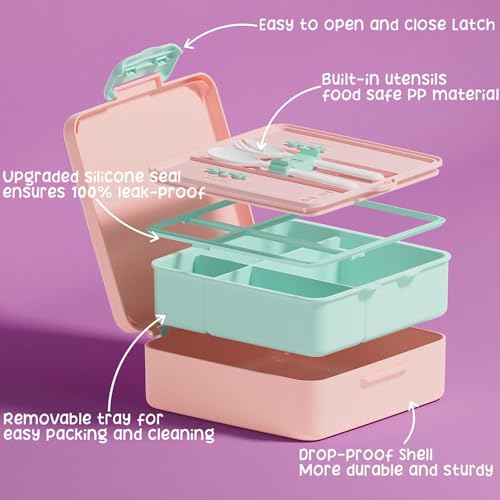 Kids Bento Snack Lunch Box with Thermo Insulated Toddler Lunch Bag