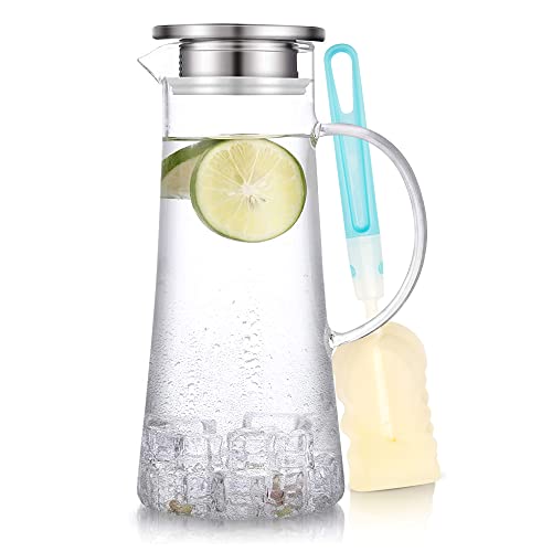 1.5L 51oz Glass Pitcher with Lid and Handle (51 Ounces / Clear)