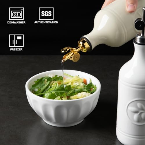 Sweejar 16 Oz Ceramic Olive Oil Dispenser Bottle (Beige / 16 Oz(Gold Spout))
