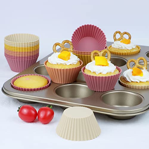 Silicone Baking Muffin Cups 12 Pack (Orange Series / Standard)