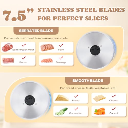Electric Meat Slicer 200W With Stainless Steel Blades (7.5‘’ Blade)