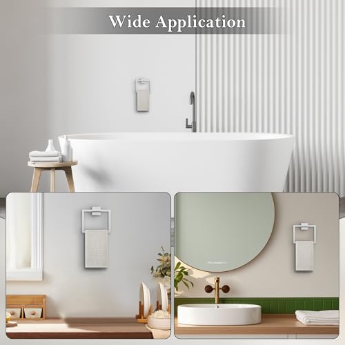 Polished Chrome Towel Ring Square Hand Towel Holder Towel Hanger Bathroom Hardware Accessories Stainless Steel Wall (Polished Chrome / 1 Pc)