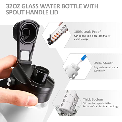 Glass Water Bottle (White / 32 Ounces)