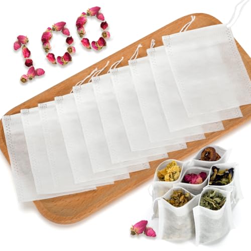 Empty Tea Bags for Loose Leaf Tea (White-100PCS)